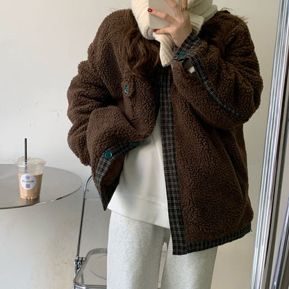 Korean Style Loose Double Layer Thickened Cotton Padded Coat Top