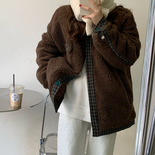 Korean Style Loose Double Layer Thickened Cotton Padded Coat Top