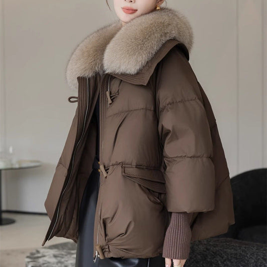 Womens Winter Jacket with Removable Fur Collar