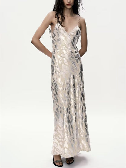 Vestido interior con estampado de lámina metálica para mujer