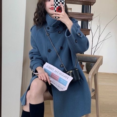 Petite Korean-style Thickened Double-faced Cashmere Coat