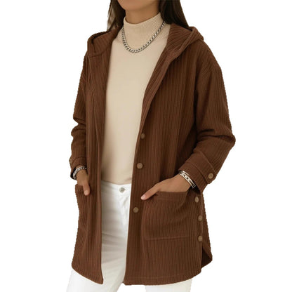 Women's Loose Hooded Corduroy Casual Jacket