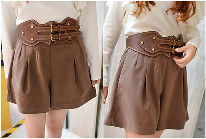 Double Buckle Head Elastic Fashion Ladies Coat Girdle