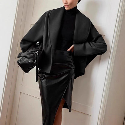 Double-breasted Stand Collar Lapel Autumn And Winter Coat For Petite