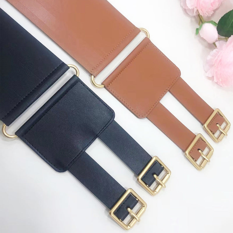 Double Pin Buckle Cowhide Girdle With Dress Leather