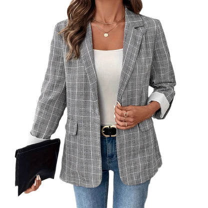 European And American New Elegant Plaid Suit Coat