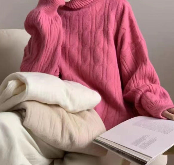 Twisted High-neck Sweater Women Loose Outerwear