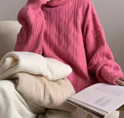 Twisted High-neck Sweater Women Loose Outerwear