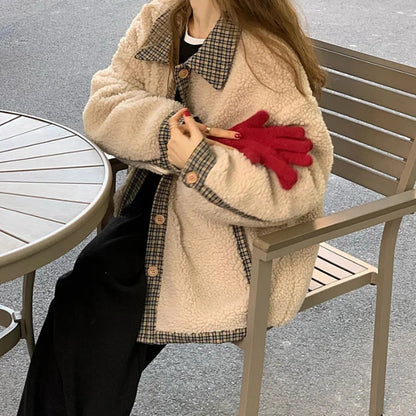 Korean Style Loose Double Layer Thickened Cotton Padded Coat Top