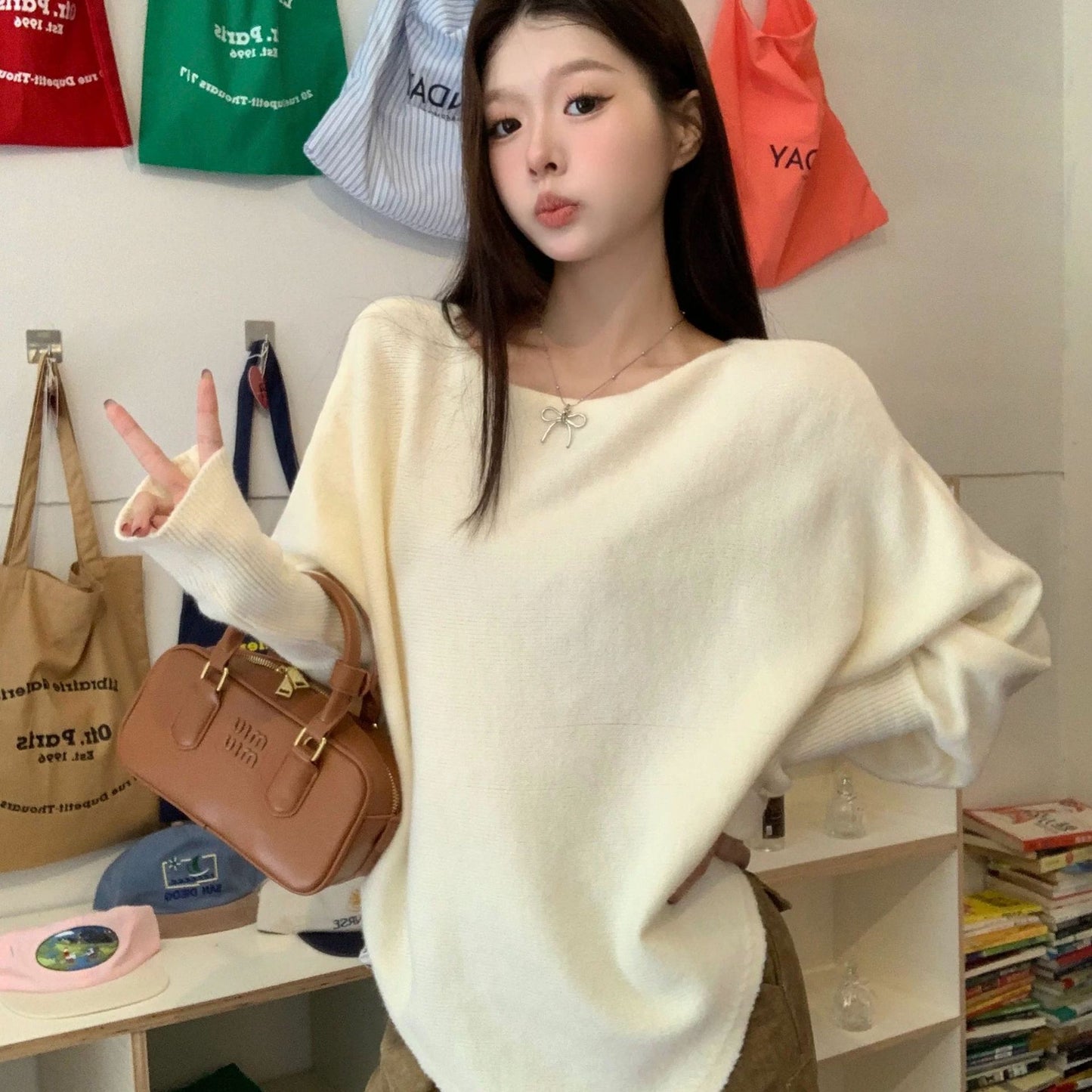 Irregular Knitwear Gentle And Versatile Top