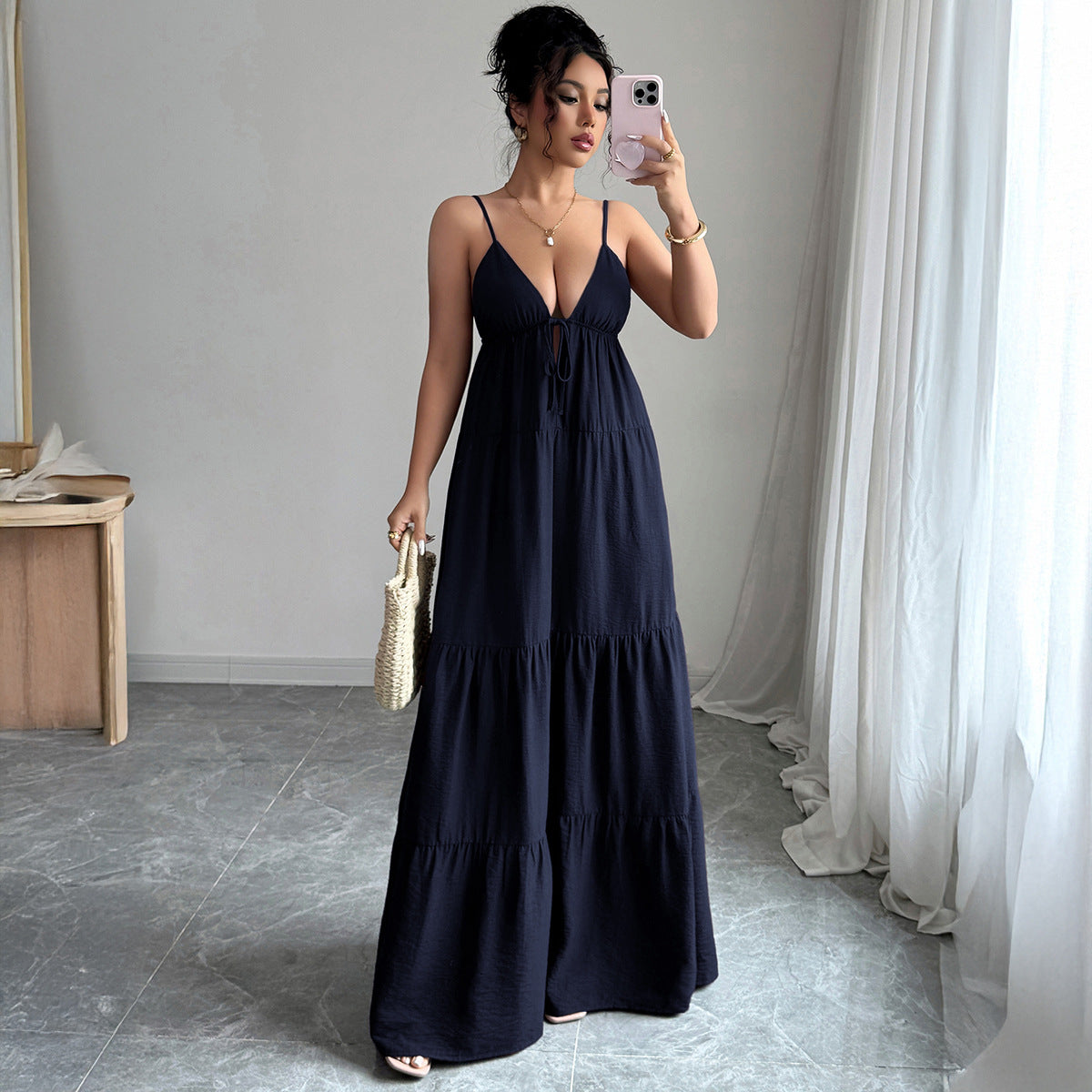 Elegant And Sophisticated Spaghetti Strap Maxi Dress For Women