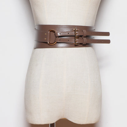 Leather Diagonal Buckle Women's Wide Girdle Women's