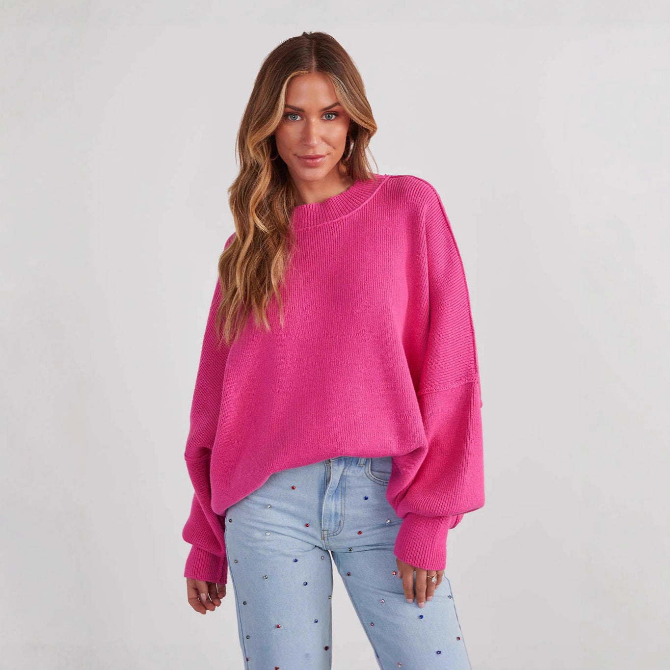 Fake Wind Long Sleeve Round Neck Knitted Top Coat For Women