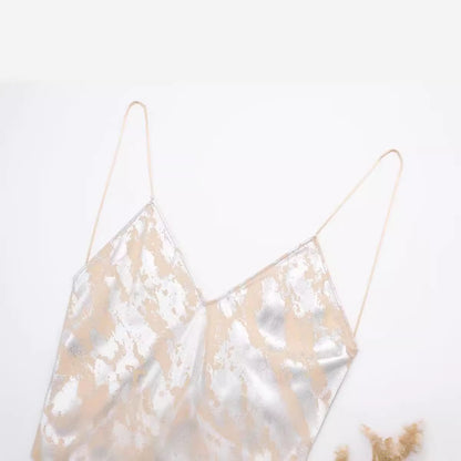 Vestido interior con estampado de lámina metálica para mujer
