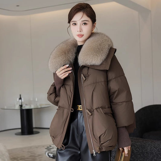 Womens Winter Jacket with Removable Fur Collar