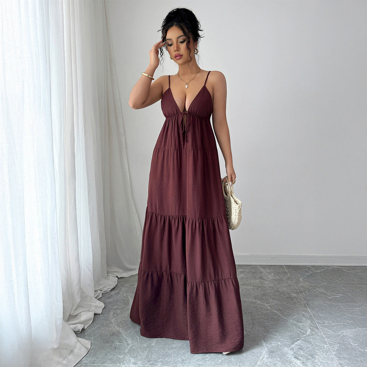 Elegant And Sophisticated Spaghetti Strap Maxi Dress For Women