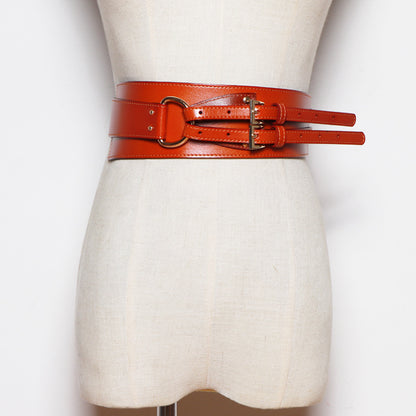 Leather Diagonal Buckle Women's Wide Girdle Women's