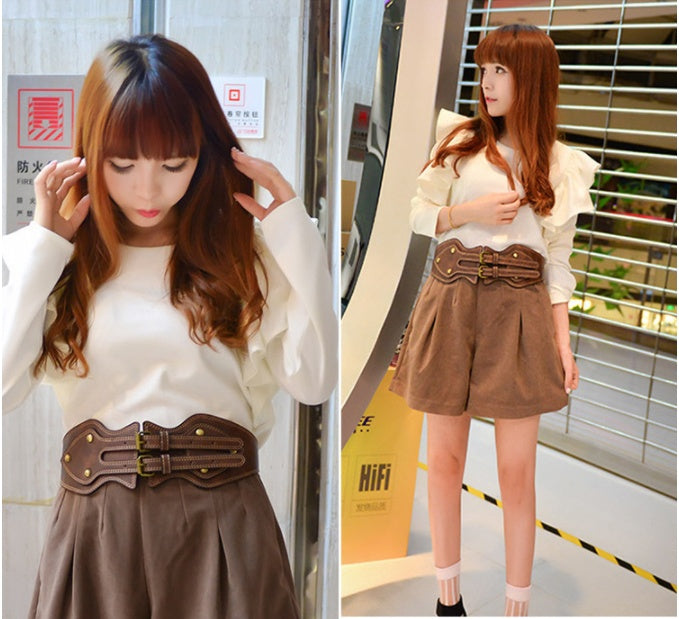 Double Buckle Head Elastic Fashion Ladies Coat Girdle