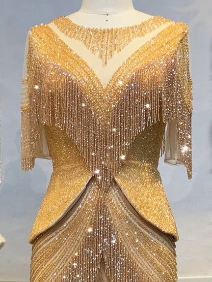 Vestido de noche de sirena para mujer, reina de la moda, banquete.