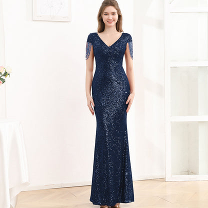 Sequined Slim Fit Slimming Long Dress Women