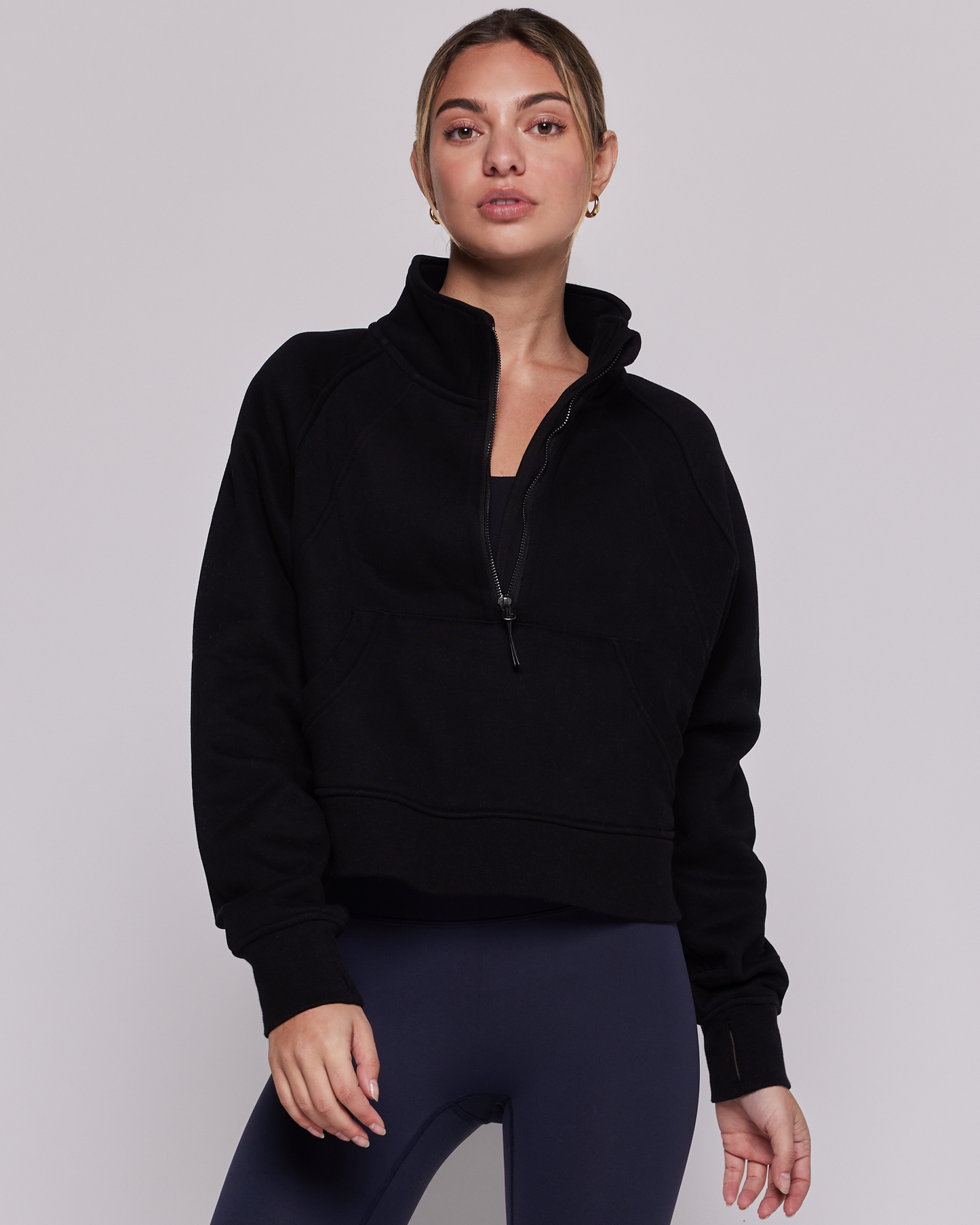Effortless Fleece Crop Half Zip Jacket