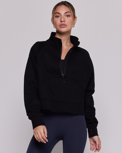 Effortless Fleece Crop Half Zip Jacket