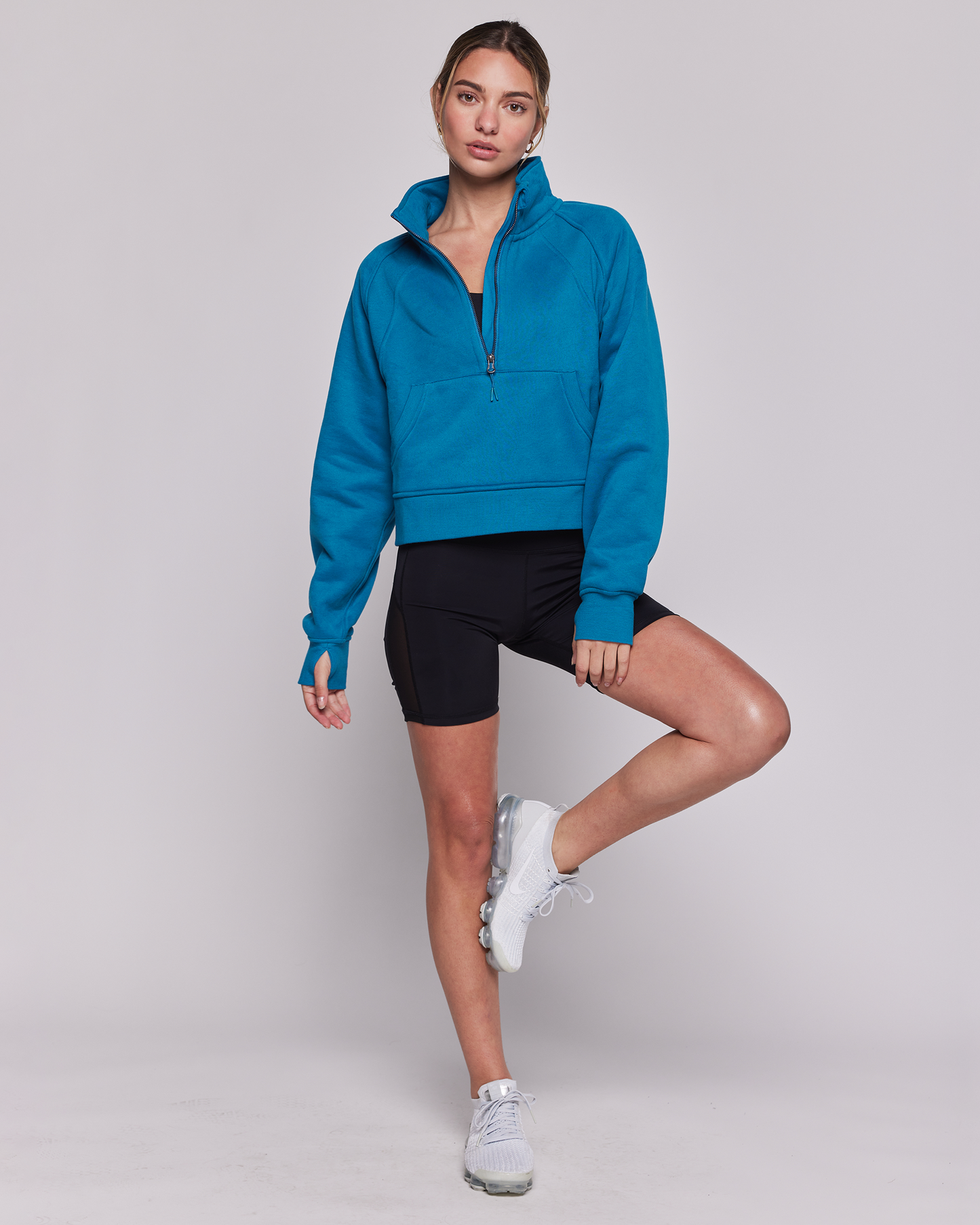 Effortless Fleece Crop Half Zip Jacket