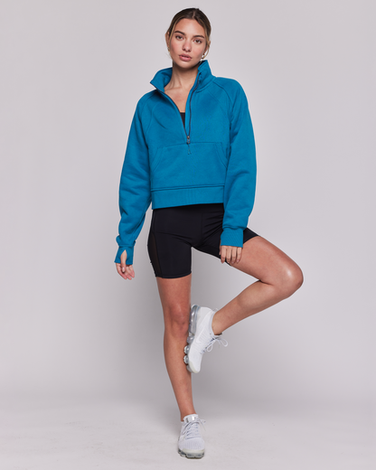 Effortless Fleece Crop Half Zip Jacket