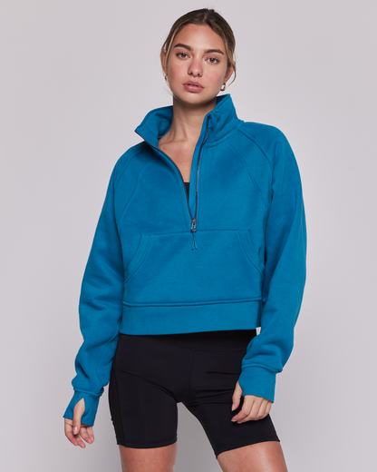 Effortless Fleece Crop Half Zip Jacket
