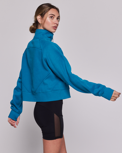 Effortless Fleece Crop Half Zip Jacket