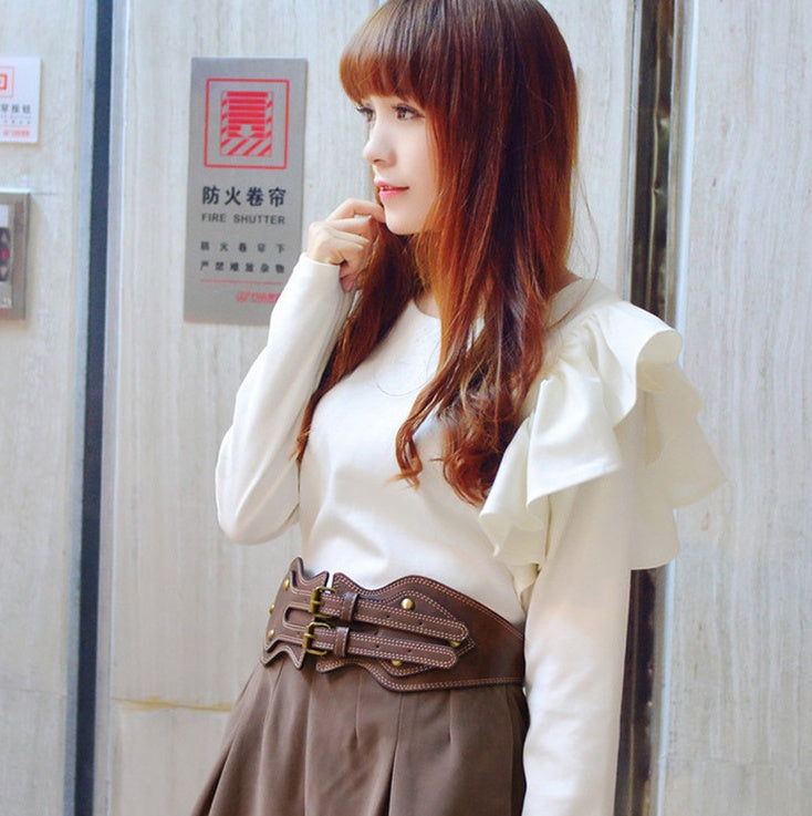 Double Buckle Head Elastic Fashion Ladies Coat Girdle