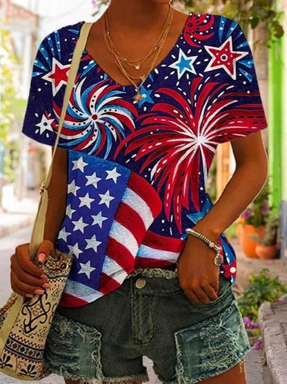 Nueva camiseta de verano fina con escote en V calado para mujer