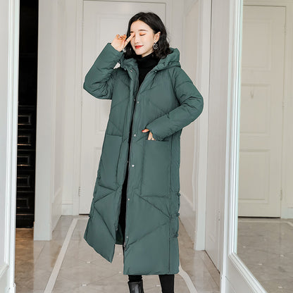 Knee-length Large Fur Collar Double-faced Slim Coat