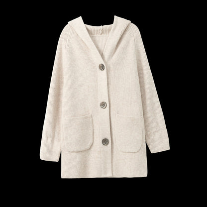 Stylish Hooded Knit Sweater Coat