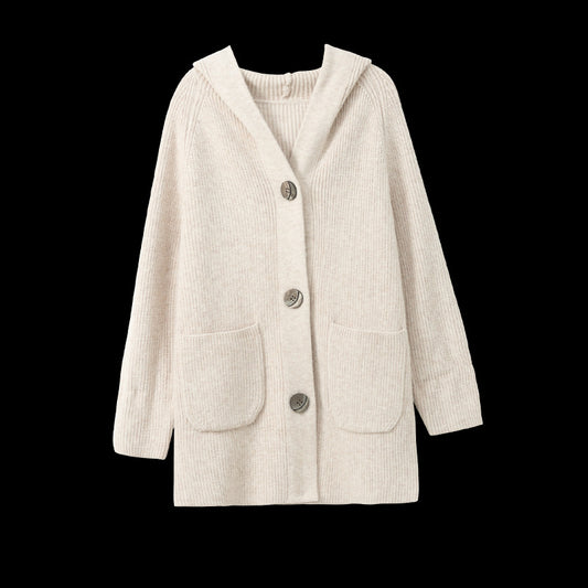 Stylish Hooded Knit Sweater Coat