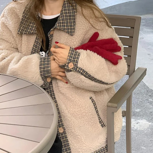 Korean Style Loose Double Layer Thickened Cotton Padded Coat Top