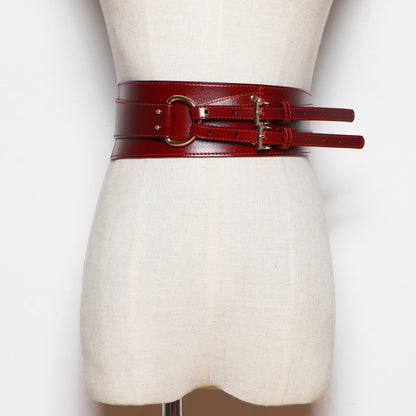 Leather Diagonal Buckle Women's Wide Girdle Women's