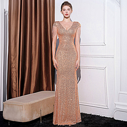 Sequined Slim Fit Slimming Long Dress Women