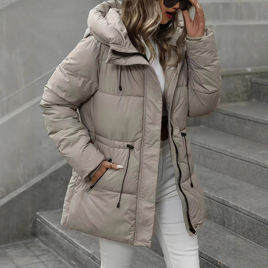 Hooded Cotton Coat - Mid-Length Slimming Thick