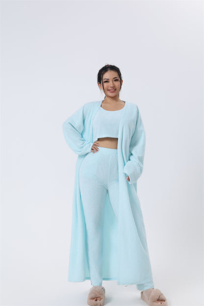 Conjunto de pijama acogedor, conjunto de 3 piezas para estar en casa, ropa de estar bonita, conjuntos de traje cálido, conjunto a juego, conjunto de estar, conjuntos de pantalón de 3 piezas, vestido de invierno para mujer