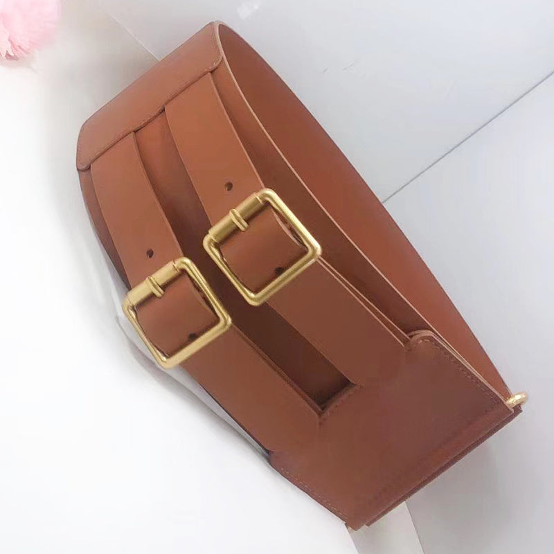Double Pin Buckle Cowhide Girdle With Dress Leather