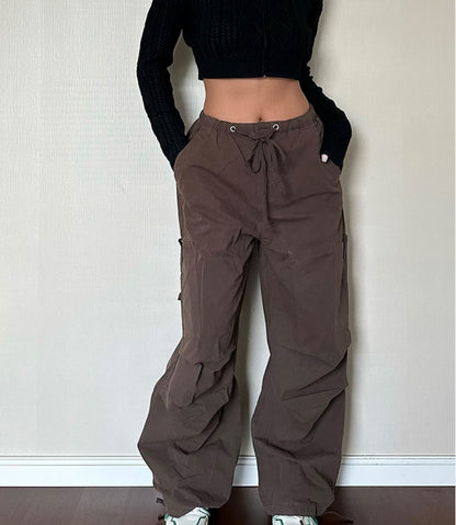 Pantalones cargo rectos con bolsillos sueltos para mujer