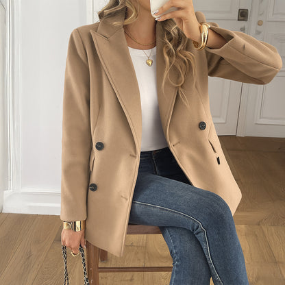Solid Color Long Sleeve Jacket Coat Women's Clothing