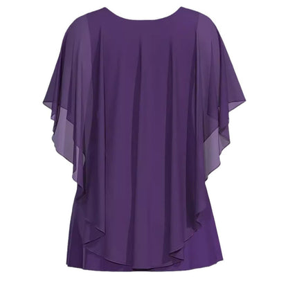 European And American Plus Size Women's Clothes New Belly-covering Slimming Loose Solid Color Short Sleeve