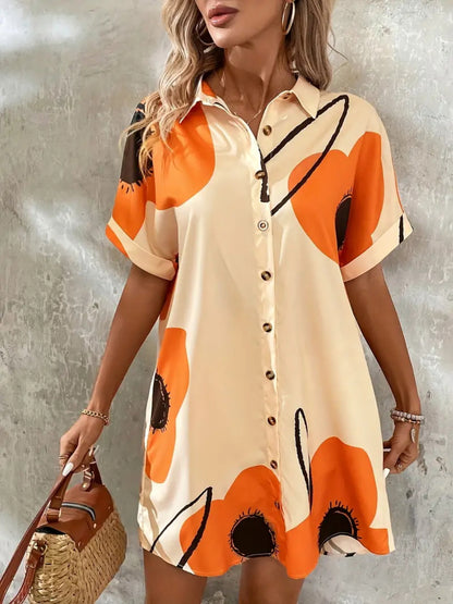 Women's Printed Casual Shirt Dress