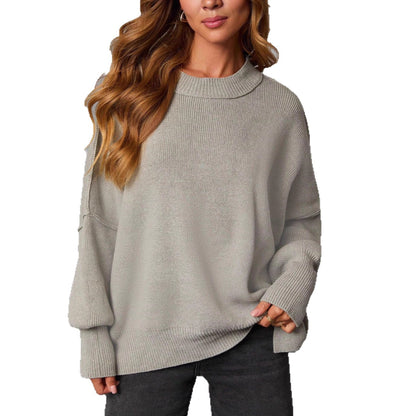 Fake Wind Long Sleeve Round Neck Knitted Top Coat For Women