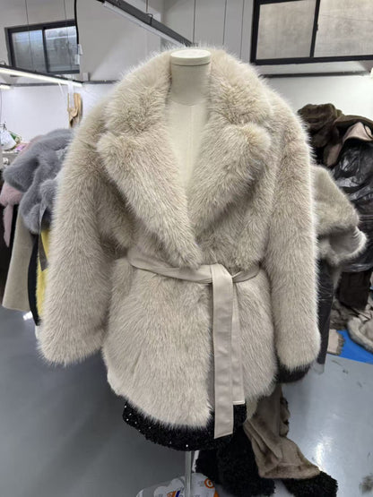 With Belt Artificial Wool Coat Mid-length