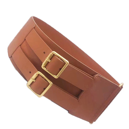 Double Pin Buckle Cowhide Girdle With Dress Leather