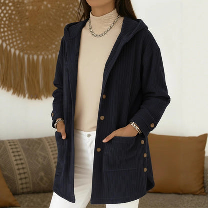 Women's Loose Hooded Corduroy Casual Jacket