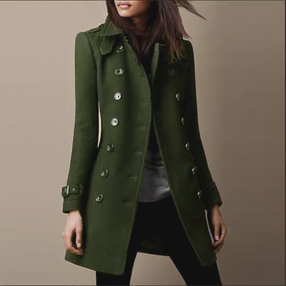 Streetwear Wool Overcoat - Double-Breasted Lapel